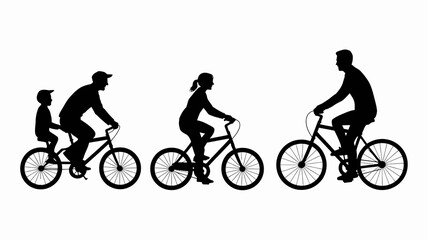 Obraz premium a silhouette depiction of a family enjoying a leisurely bike ride together on a sunny day showcasing parental love and activity high quality professional detailed modern