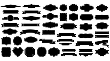 Obraz premium Black Silhouettes of Various Shapes on White Background