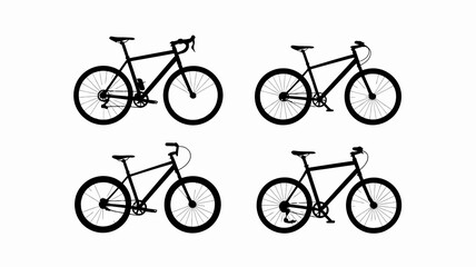 Fototapeta premium a minimalist depiction of four black silhouettes of bicycles arranged in a grid pattern showcasing a cycling theme high quality professional detailed modern elegant stylish clean