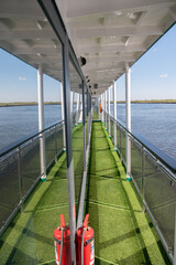 Boat deck of a ship with an artificial lawn