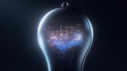 Light bulb containing a galaxy of stars and cosmic elements. Symbolizes creativity, innovation, and the vastness of ideas