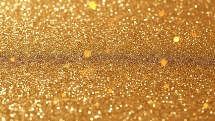 A close-up view of a vibrant gold glitter texture with sparkling particles