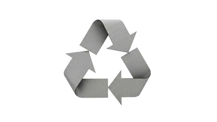 Textured grey recycling symbol in three dimensions promoting ecological sustainability and waste management strategies perfect for environmental awareness campaigns and eco friendly