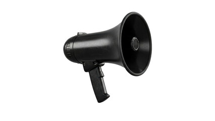 A powerful black megaphone stands ready to amplify important messages and make loud announcements for public speaking and protest rallies