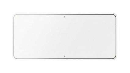 Plain white rectangular sign with rounded corners and metal fasteners provides a customizable surface for displaying information or warnings, perfect for business, traffic, or public