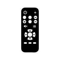 Black remote control with various buttons