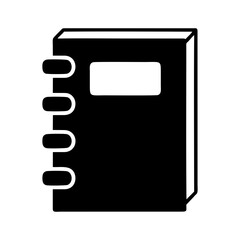 Black notebook with white details on cover and three ring binder