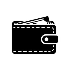 Black wallet icon with cash sticking out