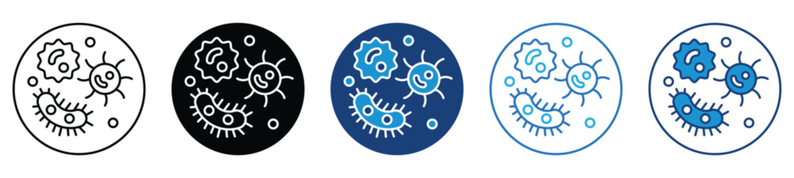 Microorganism icon set in multiple styles