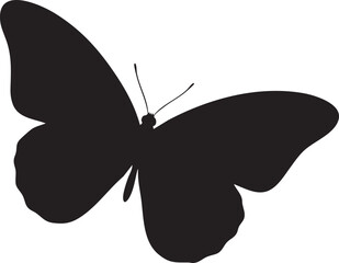 Black butterfly silhouette with thin antennae on white background 1