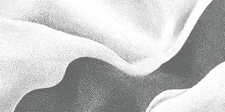 Abstract monochrome stippled texture with flowing organic shapes and gradients dots