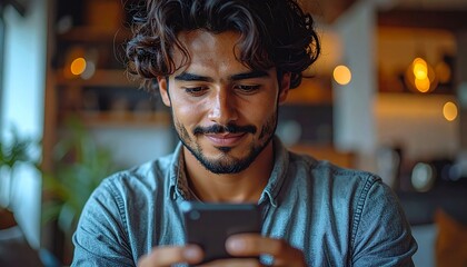 Modern lifestyle image of a man using a smartphone with an AI-powered interface for daily activities, representing smart technology, digital assistance, and everyday innovation.