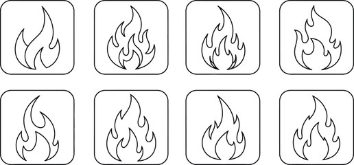 A Collection of Stylized Fire Icons Representing Different Levels of Intensity and Heat