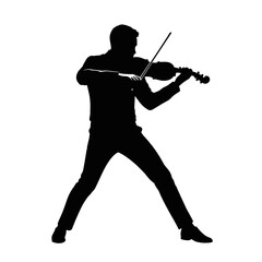 Virtuoso violinist performing, expressive and skilled silhouette on a transparent background