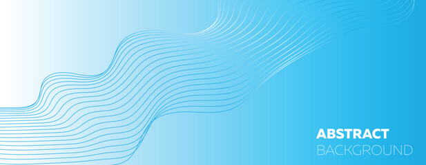 abstract blue wave background. Blue minimal round lines abstract background. Thin line wavy abstract vector background. Curve wave seamless pattern. Line art striped graphic template