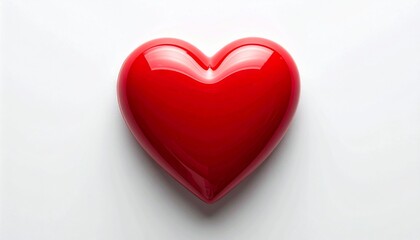 Fototapeta premium Radiant Red Heart Symbol on Clean White Backdrop in Top View