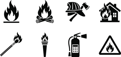 Fire and Safety Icons A Collection of Symbols for Emergency Preparedness and Hazard Awareness
