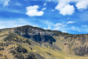 Cliffs Show White and Black Volcanic Rock Formations
