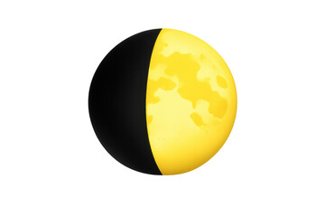 First quarter moon phase icon representing lunar cycle, astronomy, science, night sky, and space concept