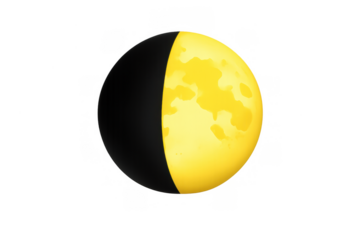 First quarter moon phase icon representing lunar cycle, astronomy, science, night sky, and space concept