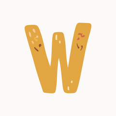 Vector illustration of a yellow letter of the alphabet, children card