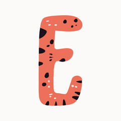 Vector illustration of a pink letter of the alphabet, children card