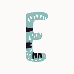 Vector illustration of a blue letter of the alphabet, children card