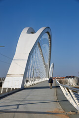 Pedestrian and tram bridge over the Rhine at kehl