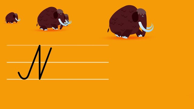 M letter writing cartoon animation color. Handwriting educational style for children. Good for education movies, presentation, learning alphabet, etc...