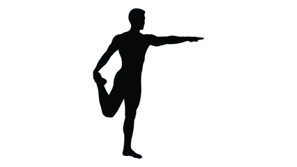 Silhouette of a man stretching his leg demonstrating flexibility and fitness