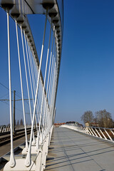 Pedestrian and tram bridge over the Rhine at kehl, closeup