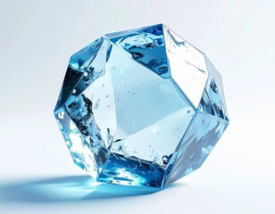 Translucent Icosahedron with Internal Bubbles on Light Background for Abstract Art