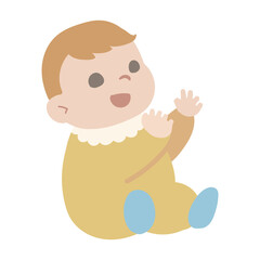 Illustration of a smiling baby facing right with arms outstretched