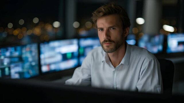 A cybersecurity analyst taking control of a network breach via rapid command-line inputs, streams of red alerts turning green &mdash; digital defense, system stability, and real-time threat mitigation.
