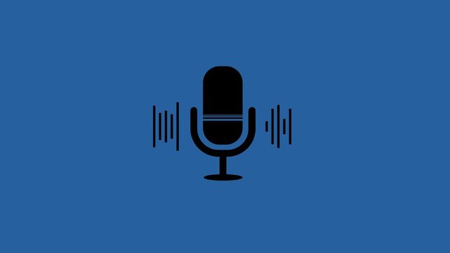 Voice recording and podcast mic microphone button icon animation. Audio microphone icon sound capture system idea