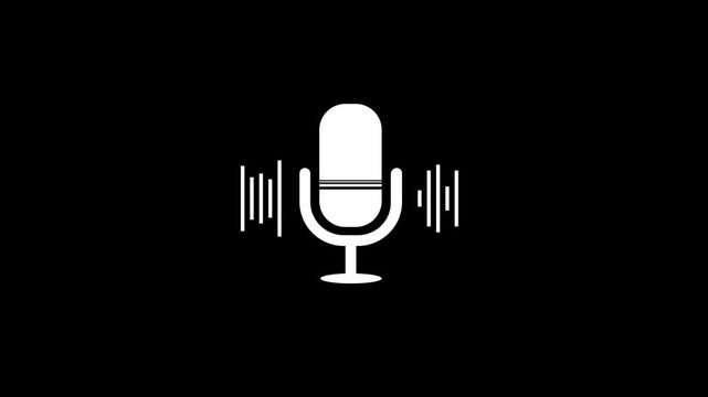 Voice recording and podcast mic microphone button icon animation. Audio microphone icon sound capture system idea