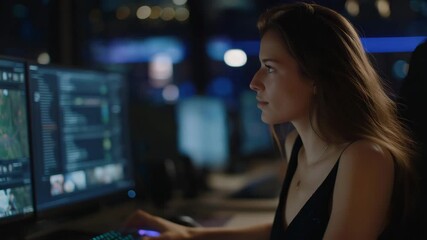 A gamer hosting a high-energy livestream in a neon-lit room, multiple monitors glowing as real-time chat messages cascade down the side of the screen — interactive gaming culture, creator - Powered by Adobe