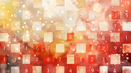 Colorful abstract background with numbers and patterns for creative design concept
