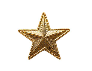 Obraz premium Detailed Golden Star Shaped Badge with Textured Surface isolated on a transparent background metallic