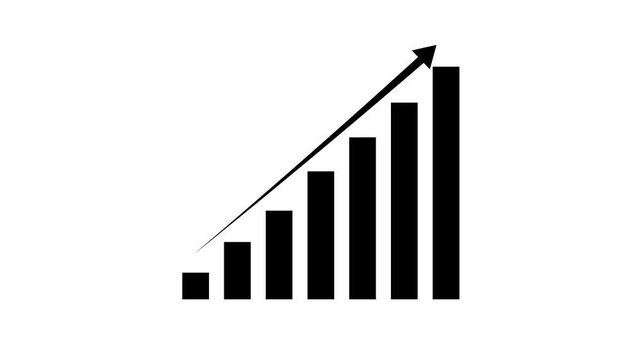 Business graph growth animation. graph with rising up arrow and bar stats Financial diagrams showing a steady profits. Business line arrow, improvement. 4k