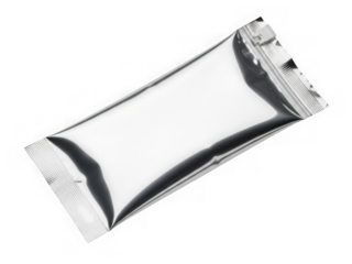 Silver foil pouch isolated on transparent background