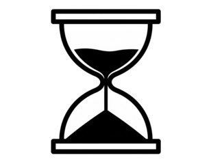 Black hourglass icon isolated on white background