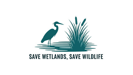 Conservation Efforts for Wetlands and Wildlife Preservation Illustrated through a Serene Heron Scene