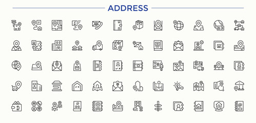 Address line icon set. Phone icon set. Minimal icons pack. Contains related to phone, info, chat, communication, contact us and more. Vector illustration. Pixel perfect.