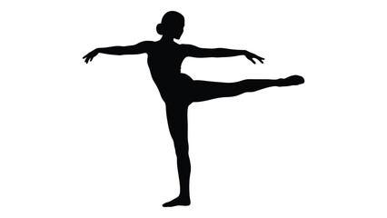 Silhouette of a female dancer in a graceful pose balancing on one leg