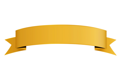 Simple Golden Ribbon Banner With Transparent Background isolated on a transparent background