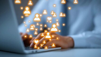 Engagement with social media through typing on a laptop in an indoor setting - Powered by Adobe