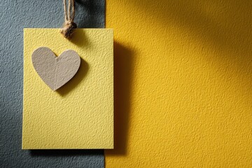 Craft Paper Card with Heart on Vibrant Background