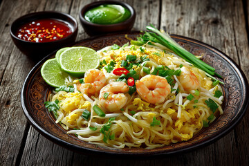 Delightful shrimp stir-fry with flavorful sauce and fresh lime garnishing