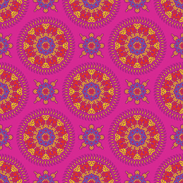a pink and purple pattern with a circular design